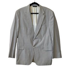Jos A Bank Seersucker Blazer 44R Blue Stripe Cotton Gordon Summer Sport Coat